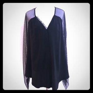 NWOT BCBGMAXAZRIA SILK AND LACE BLOUSE
